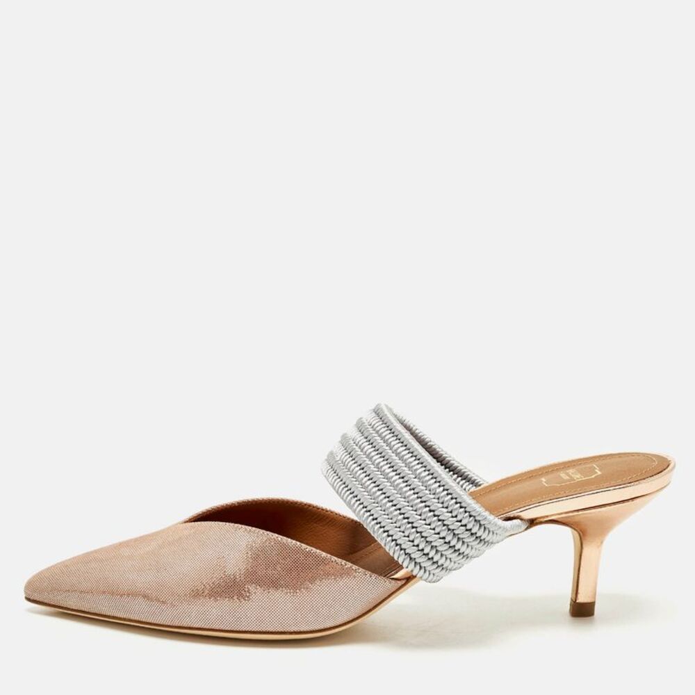 Malone Souliers Maisie Size 37.5 Rose Gold/grey Suede Mules